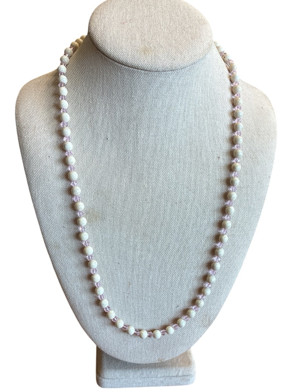 Elegant White Beaded Long Necklace